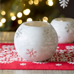GLASS SNOWFLAKE PATTERN CANDLE HOLDER